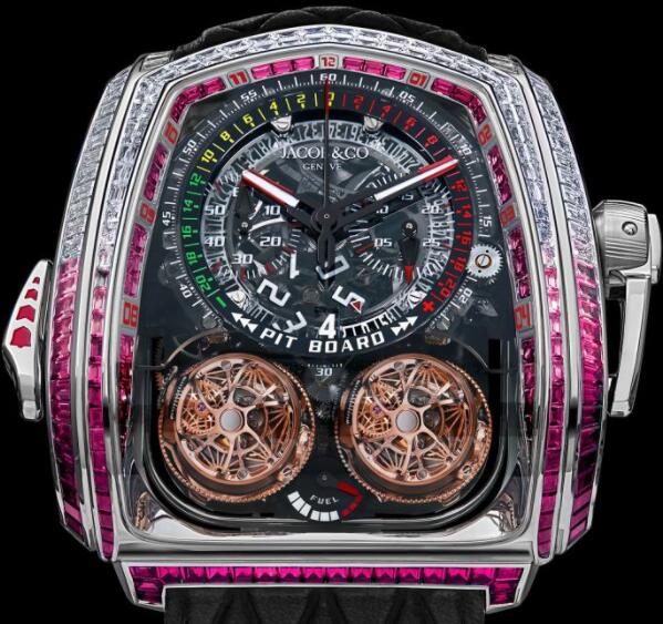 Jacob & Co. TWIN TURBO FURIOUS BAGUETTE WHITE DIAMONDS & RUBIES Watch Replica TT800.30.BR.UA.A Jacob and Co Watch Price